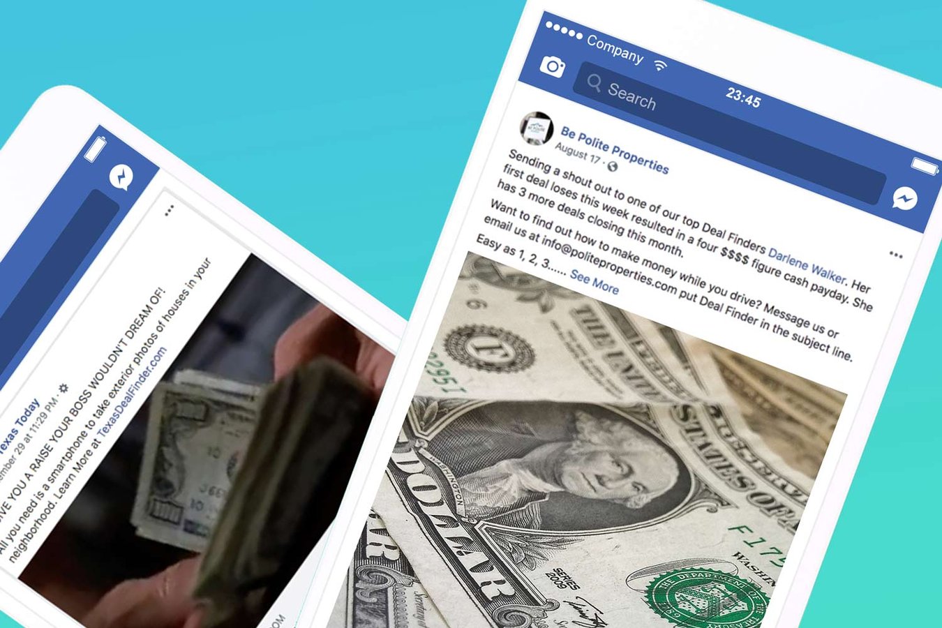 Two screenshots of DealFinders™
