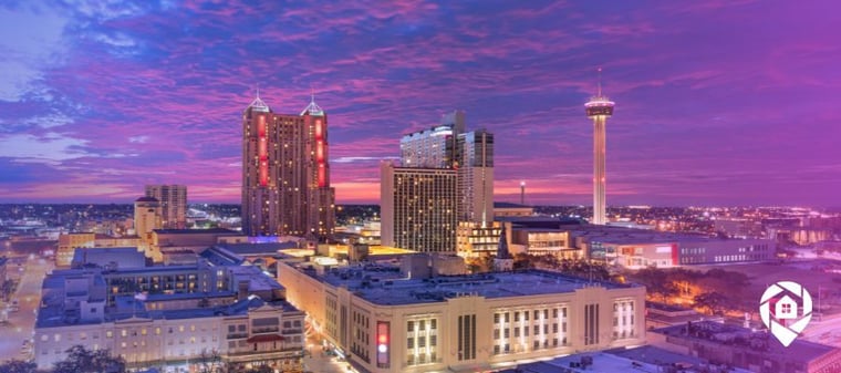 Aerial view of a San Antonio, Texas sunset