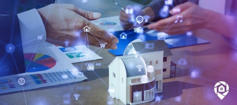 Tiny house on a table with data floating around it to symbolize How to Spot and Profit from a Distressed House for Sale.
