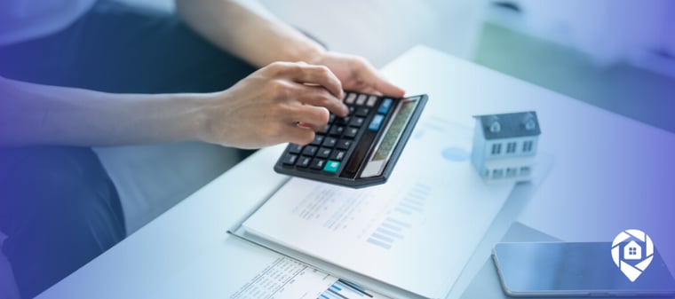 Investor using calculator to analyze numbers for a creative seller financing real estate deal.