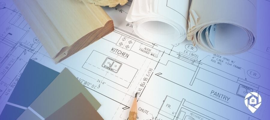 Renovation blueprints and materials used in Offerpad’s Renovation-as-a-Service for real estate investors.