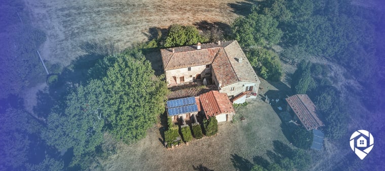 Aerial view of a single-family property on a large lot, ideal for an SB9 lot split and building up to four homes in Los Angeles County.