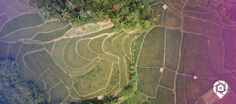 Vacant land lots from an aerial view